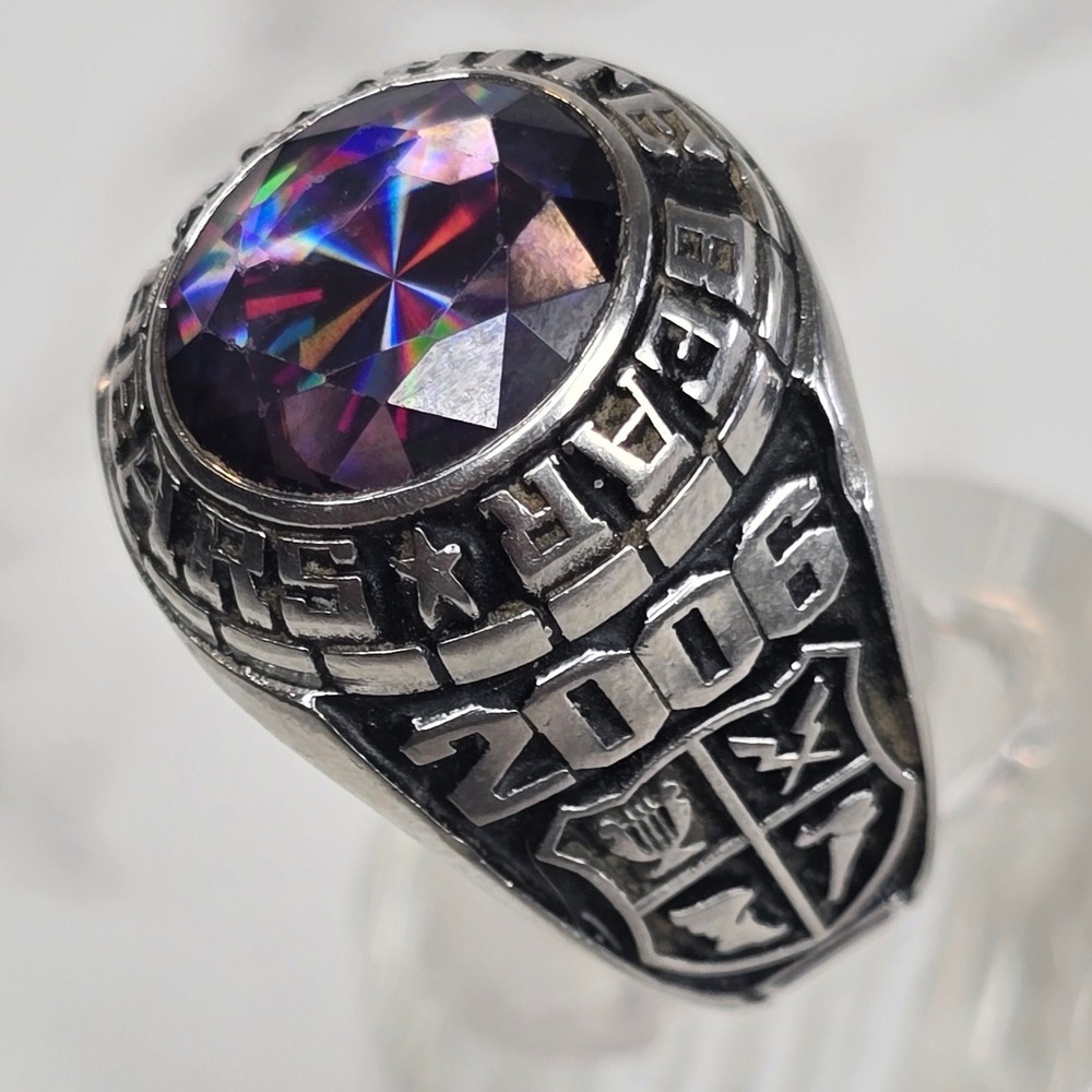 Jostens 2006 Class Ring LTM Lustrium Nathan Soccer Purple Stone Size 11.75